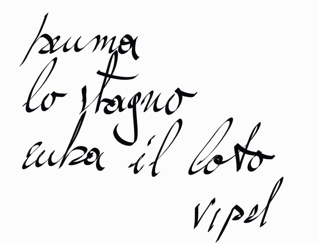 Poesia calligrafica scritta di pugno da Swami Bodhi Vipal Antonio Gianfranco Gualdi